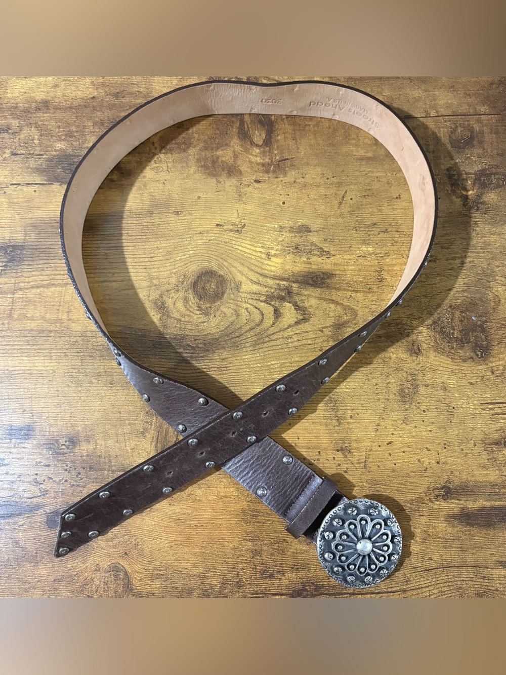 Streets Ahead Brown Leather Studded Belt Size Large